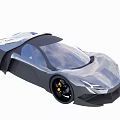 Silver Concept Sports Car With Sleek Design Transparent Roof Black Wheels And Yellow Brake Calipers