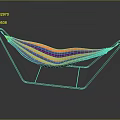 Colorful Striped Hammock With Black Metal Stand For Indoor Modern Use