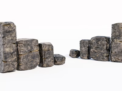 Stone and Wood Blocks of Various Sizes Arranged in Decorative Formation 3d model