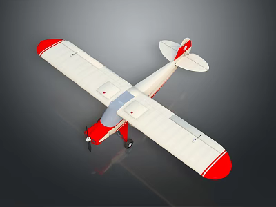 Small White and Red Airplane with Propeller Wings on Dark Background 3d model