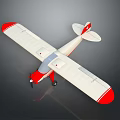 Small White and Red Airplane with Propeller Wings on Dark Background 3d model