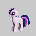 Pink Unicorn Toy Figure With Purple Pink Striped Mane Tail And Big Eyes
