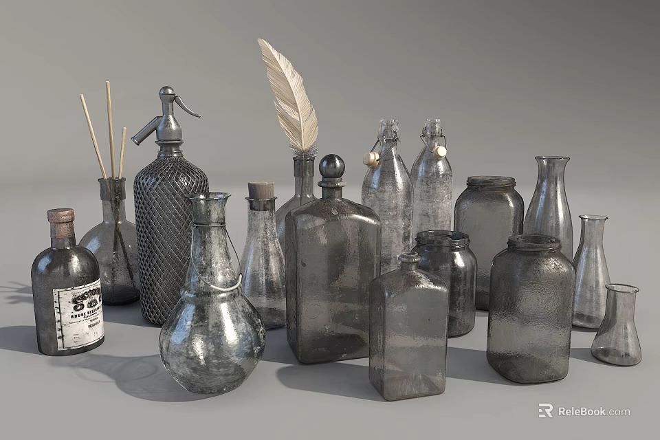 Assorted Ceramic Vessels With Unique Shapes Decorative Accents And Vintage Styles 3d model 