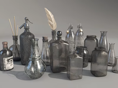 Assorted Ceramic Vessels With Unique Shapes Decorative Accents And Vintage Styles 3d model