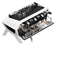 Coffee Machine Kitchen Appliance With White Design Digital Display Metal Handles And Top Cup Rack