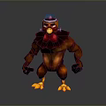 Muscular Turkey Like Flying Animal With Red Wattle Wearing Cap And Yellow Claws