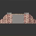 Stacked Red Brick Scene Structure With Orange Brick Surface Gray Blocks And Metal Panels