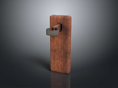 Wooden Block with Metal Hook for Modern Home Decor and Functional Use 3d model