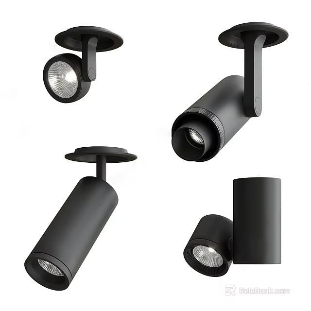Modern Black Downlights And Spotlights With Sleek Design For Indoor Lighting 3d model 
