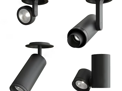 Modern Black Downlights And Spotlights With Sleek Design For Indoor Lighting 3d model
