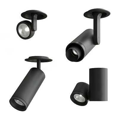 Modern Black Downlights And Spotlights With Sleek Design For Indoor Lighting 3d model