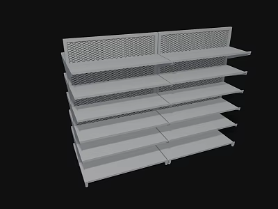 Commercial Storage Shelving Unit With Multiple White Mesh Back Panels And Tiered Shelves 3d model
