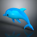 Cute Blue 3D Dolphin Model With Cartoon Style And Reflective Surface 3d model