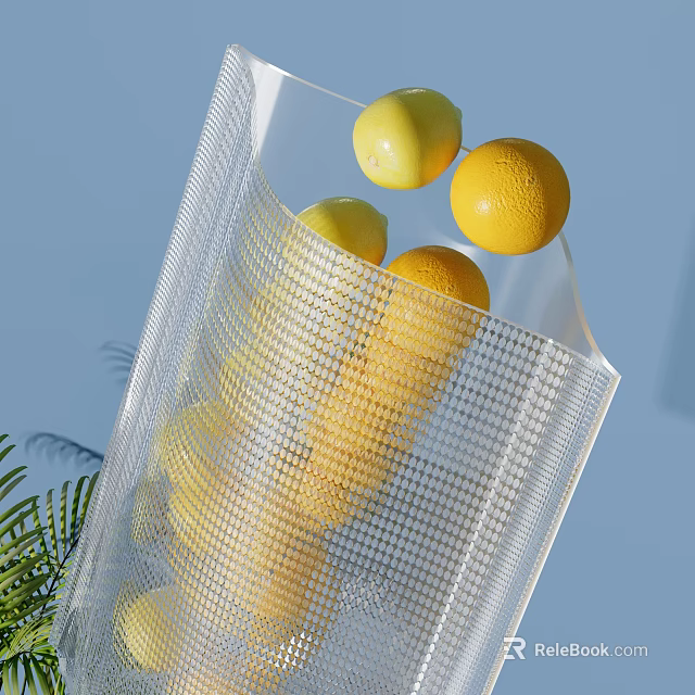 Transparent Mesh Fruit Storage Bag For Kitchen Holding Fresh Lemons And Oranges 3d model 