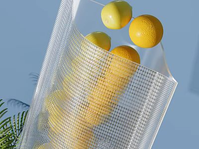 Transparent Mesh Fruit Storage Bag For Kitchen Holding Fresh Lemons And Oranges 3d model