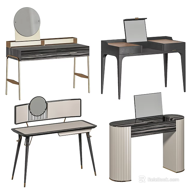 Stylish Modern Dressing Tables with Mirror and Storage Drawers 3d model