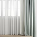 Modern Curtain Curtain Tulle Window Railing Fabric 3d model