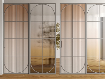 French sliding door 3d model