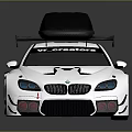 Custom Race Car With Black Roof Rack Rear Spoiler And Black White Graphics