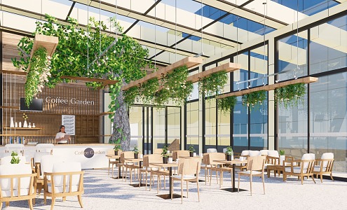 Modern Cafe Shopping Mall Outdoor Garden Coffee Shop 3d model