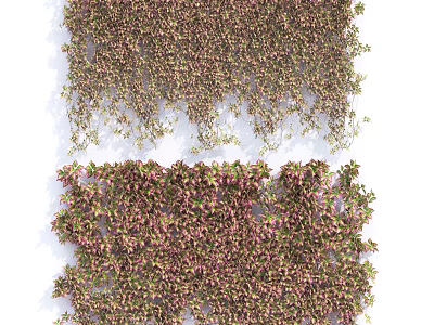 Lush Green And Pink Vines With Dense Foliage Covering Wall Surface 3d model