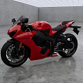 Red Sport Motorcycle with Black Seat and Modern Design in Indoor Gray Concrete Floor Setting
