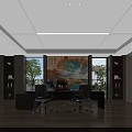 Spacious Modern Executive Office With Warm Wooden Finishes Comfortable Guest Lounge And Bright Panoramic Windows