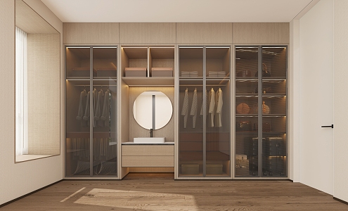 Modern Cloakroom Wardrobe Clothes 3d model