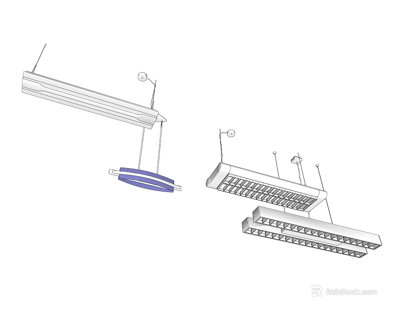 Modern Linear Chandelier Design With Multiple Light Fixtures And Hanging Structure 3d model