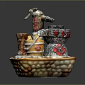 Traditional Chinese Style Decorative Furniture Featuring Stone Mill Bucket Fortune Character And Basket Base