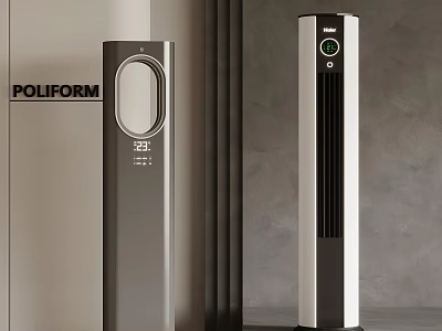Modern Tower Air Cooler Fan With Gray And White Design And Digital 3d model