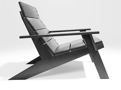 Modern Black Leisure Chair With Sleek Wooden Frame And Leather Seat Design 3d model