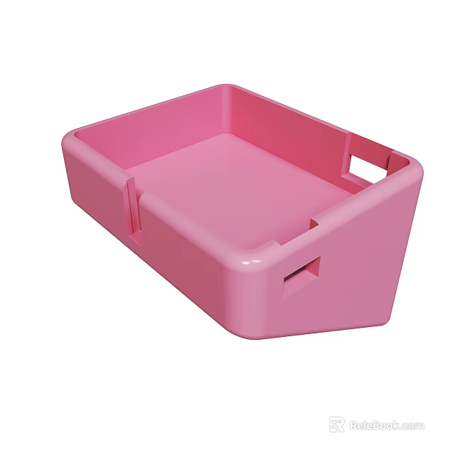 Pink Plastic Storage Box With Handles For Organizing Small Items At Home 3d model 