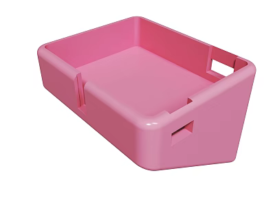 Pink Plastic Storage Box With Handles For Organizing Small Items At Home 3d model