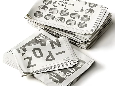 Stacked Magazines With NO-1 EASY INNOVATIVE PEOPLE Titles And Circular Portrait 3d model