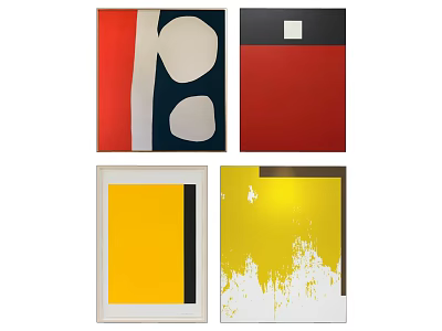Modern Abstract Paintings With Vibrant Red Yellow Blue And Geometric Shapes 3d model