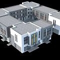 Modern Commercial Complex With Multiple Connected Building Units And Glass Windows 3d model