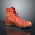 Classic Red Lace Up Suede Boots With Brown Sole And Retro Design