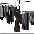 Clothes Hangers With Various Hanging Garments For Wardrobe Display And Organization