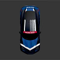 Blue Racing Car With White Stripes Racing Team Livery And ProForm Logo