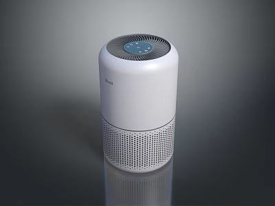 White Modern Air Purifier with Top Display Panel Grille Bottom and Sleek Design 3d model