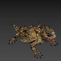 Low Poly Reptile Lizard Design With Geometric Scales Spikes And Open Mouth
