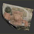 Ancient Stone Church With Red Domes Multiple Roofs Cross And Rocky Green Base