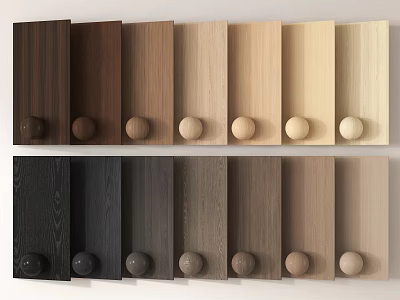 Diverse Colored Wood Wall Panels with Round Knobs and Natural Textures 3d model