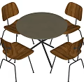 Middle style dining table and chair combination round table 3d model