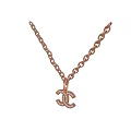 Luxury Rose Gold Jewelry Necklace With Double C Shaped Diamond Studded Pendant
