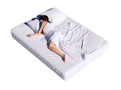 Comfortable Double Bed With White Bedding And Soft Sheets For Relaxing Sleep 3d model