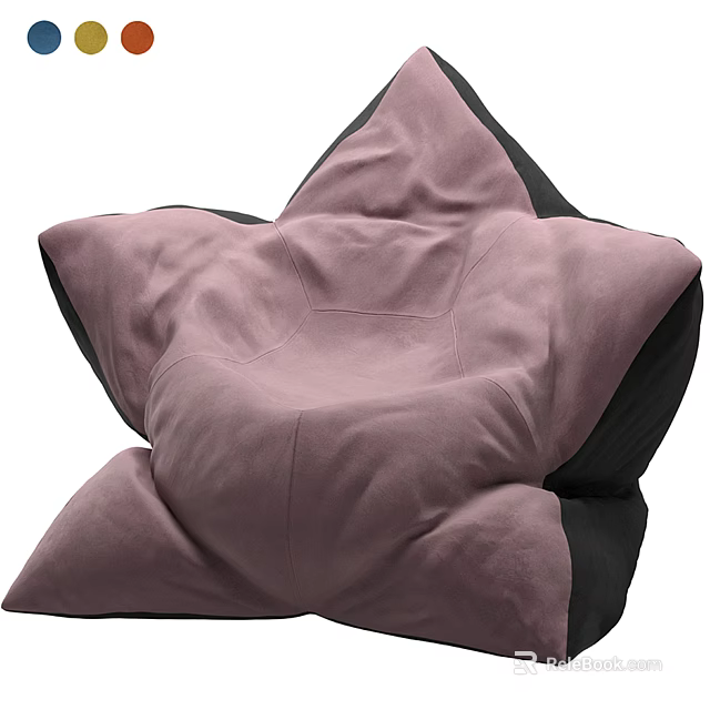 Star Shaped Pink and Black Lazy Sofa with Soft Fabric for Comfortable Seating 3d model