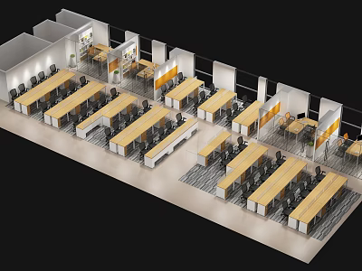 Modern Public Office Space Open Layout With Multiple Workstations Desks And Chairs 3d model