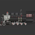 Vintage Black Silver Steam Train Model With Three Chimneys Red Accents Shiny Surface